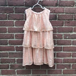 Cat & Jack Girls Light Pink Tiered Sequins Dress size 6